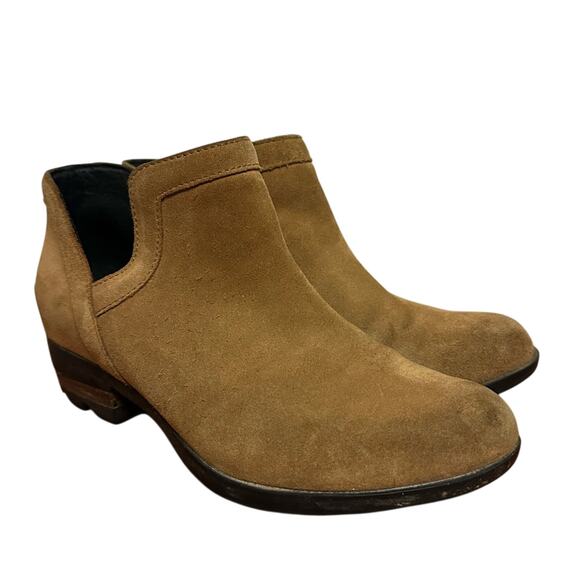 Sorel Lolla Cut Out Bootie Tan Suede Size 7.5 Leather Shoes Boots Winter Ankle - Picture 1 of 12
